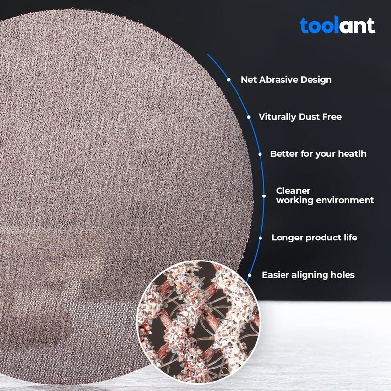 toolant Mesh Abrasive 9 inch Drywall Sander Sandpaper (180 grit - 10pcs), Dust-Free Hook and Loop Drywall Sanding Disc - Image 3